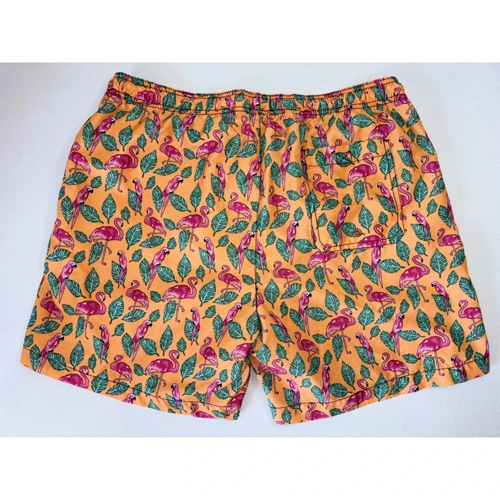BEACH BROS Mens Swim Trunks Board Shorts Orange‎ Pink Flamingo XL Bright 6 inch